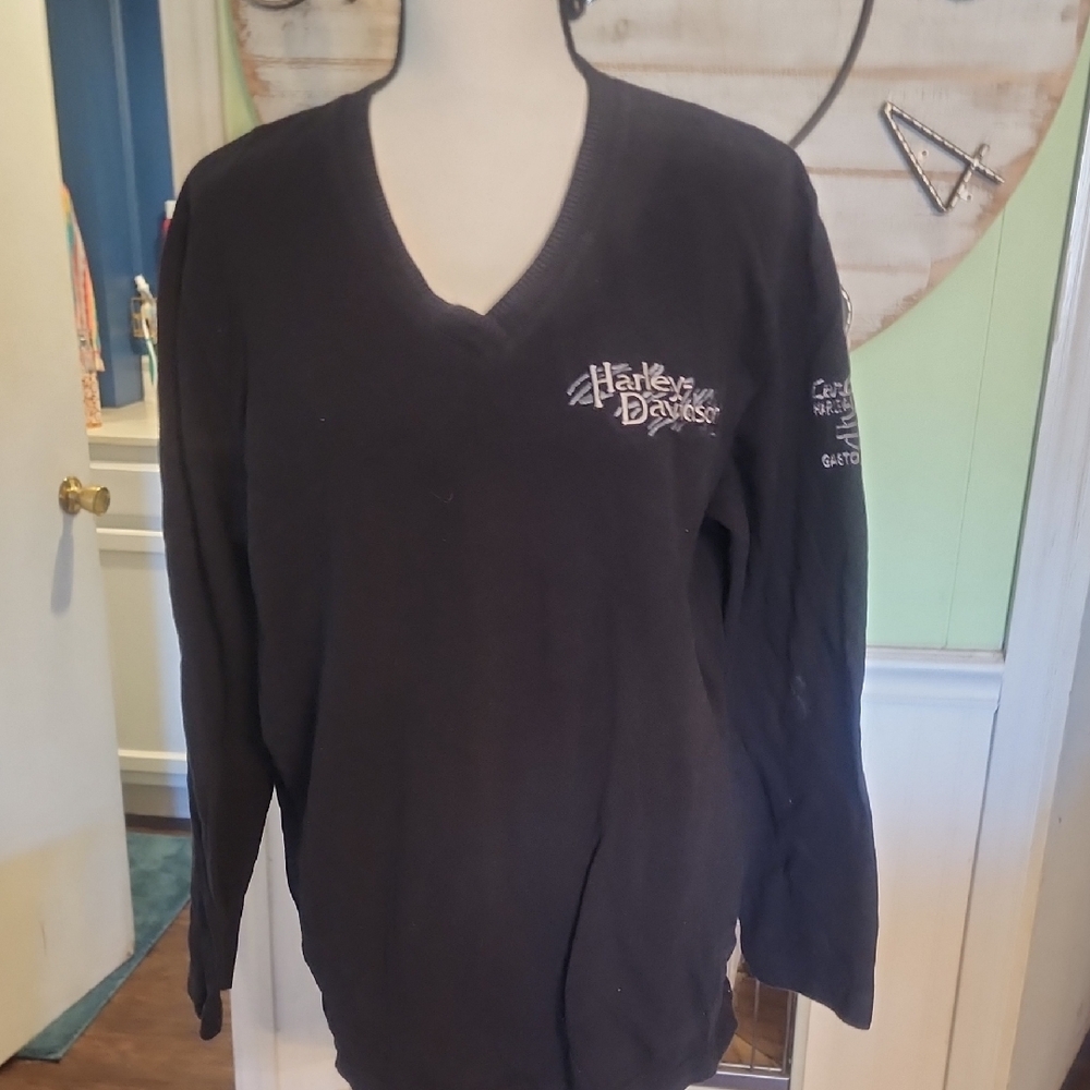 Harley Davidson Black V-Neck Sweater